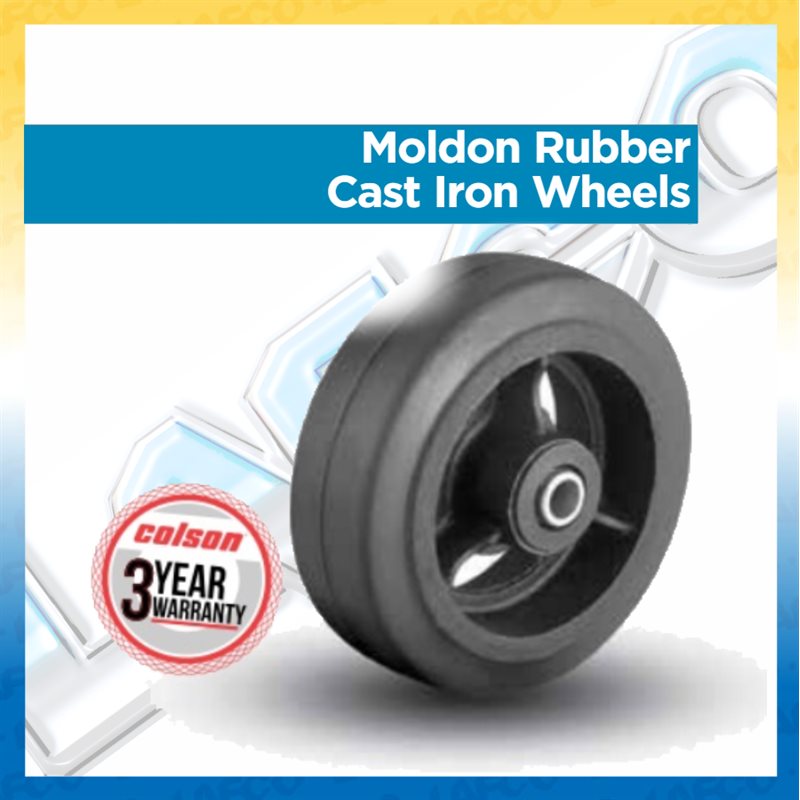 Moldon Rubber Cast Iron Wheels - Up to 1140lbs